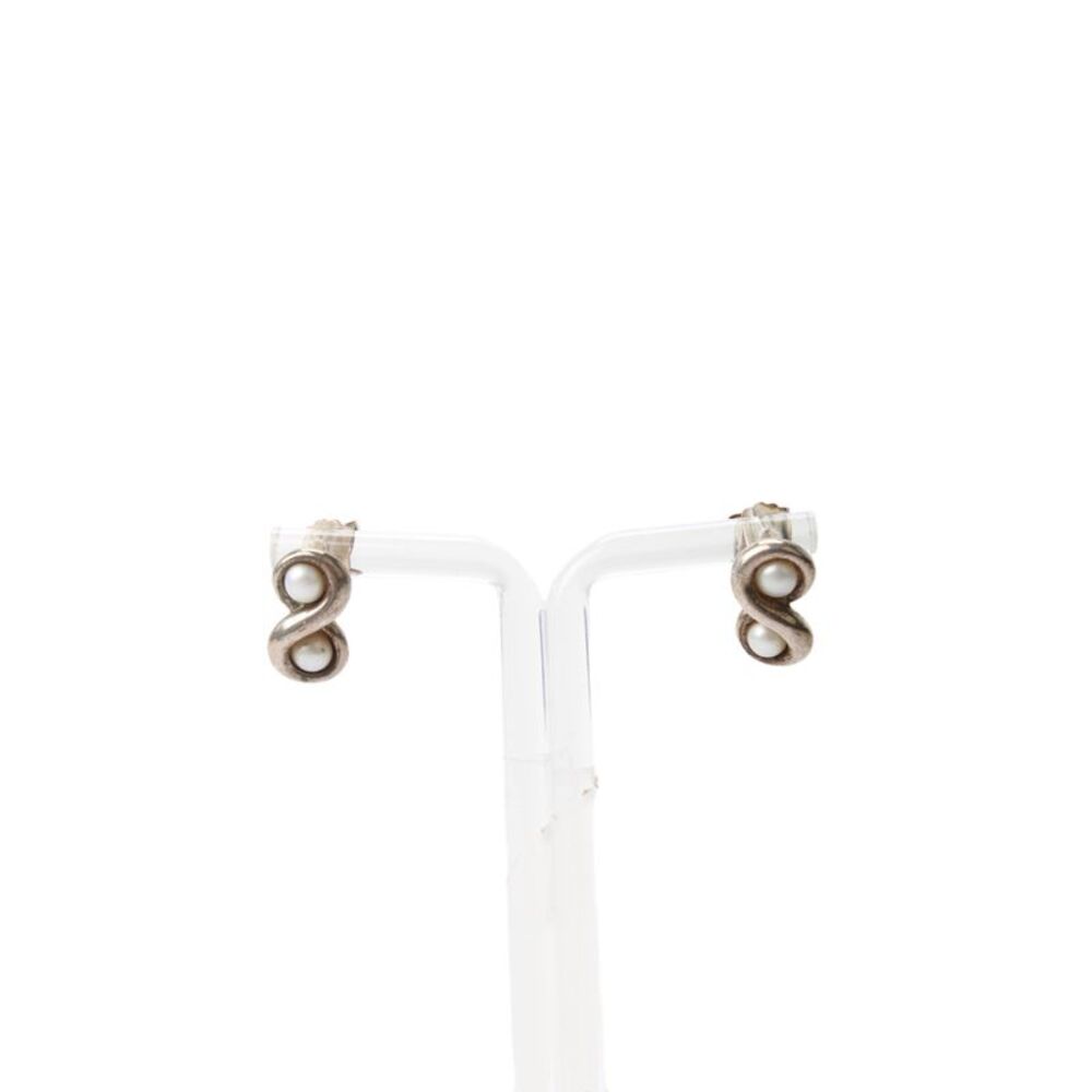 Tiffany & Co Womens 925 Silver Pearl Infinity Stud Earrings OS 6.5g